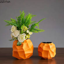 European Orange Irregular Ceramic Vase Flower Pot Flower Arrangement Living Room Decoration Potted Vase Wedding Home Decoration 2024 - buy cheap