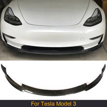 Car Front Bumper Lip Spoiler for Tesla Model 3 Base Sedan 4-Door 2016 - 2018 Long Range Gloss / Matte Carbon Fiber 2024 - buy cheap