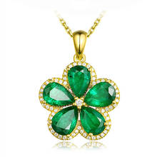 Flower green crystal emerald gemstones pendant necklaces for women 18k gold color choker jewelry bijoux bague birthday gifts 2024 - buy cheap