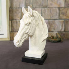 ABSTRACT WHITE HORSE HEAD SCULPTURE ANIMAL RESIN STATUE MODERN HOME DECORATIVE GEOMETRIC RESIN ORNAMENTS HORSE RIDING GIFT 2024 - buy cheap