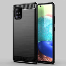 Carbon Fiber Shockproof Cover Protective Slim Fit Soft TPU Silicone Case With Screen Protector  for Samsung Galaxy A51-5G,A71-5G 2024 - buy cheap