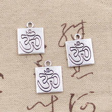 Pingentes de prata antigos 8 peças, ioga om 18x15mm, cores prateadas, faça você mesmo, jóias de busca tibetana 2024 - compre barato