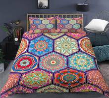 Coberta de cama estampa floral mandala 3d, capa de edredom e fronhas, decoração para casa, tamanho eua/au/ue 2024 - compre barato