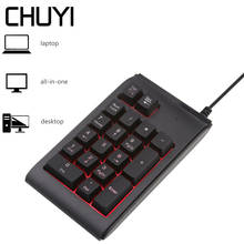 CHUYI-miniteclado con cable para ordenador portátil, teclado Digital a prueba de agua con USB, teclado numérico portátil de 19 teclas para Gamer, PC, Notebook y Escritorio 2024 - compra barato