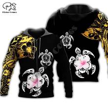 PLstar Cosmos 3D print-tatuaje de tortuga marina polinesiana y Animal hibisco, ropa de calle Harajuku divertida, Hoodies-a1 con cremallera, Invierno 2024 - compra barato