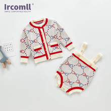 Ircomll conjunto de roupas infantis, blusa de algodão, casaco e macacão para meninas, cardigã, roupas para crianças pequenas 2024 - compre barato