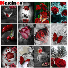 Kexinzu Diamond painting "Red rose landscape" Full Square/Round Drill Wall Decor Inlaid Resin Embroidery Craft Cross stitch 2024 - buy cheap