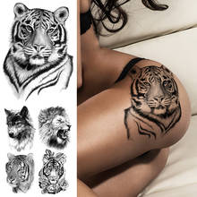 Tatuagem temporária à prova d'água, leão tigre, animais, floresta, sexy, para mulheres, arte corporal, homens, tatuagem, braço, ombro, perna, coxa, grande 2024 - compre barato