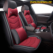 Zonesshenglee-capa de assento de carro de linho, para ssangyong kyron mitsubishi pajero 4 3 fiat freemont honda accord 8 9 10 2024 - compre barato