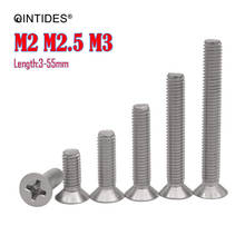 QINTIDES M2 M2.5 M3 Length 3-55mm Screw Cross Recessed Countersunk Head Screws 304 Stainless Steel Flat Head Machine Screws 2024 - buy cheap