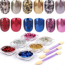 6 Colors/set Mirror Nail Glitter Sequins Irregular Chip Flake Sequin With 3 Brushes Gold Silver DIY Nail Tips Art Glitter Sequin 2024 - buy cheap