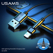 USAMS-Cable USB tipo C giratorio de 180 grados, Cable de carga rápida 2.1A, Lightning, USB-C, para Iphone, Samsung, Xiaomi, Huawei 2024 - compra barato