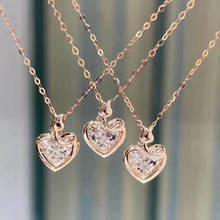 Xf800 colar com diamantes de ouro 18k, corrente pura au750, luxo, formato de coração, pingente de rosa, para mulheres, casamento, joias finas x539 2024 - compre barato