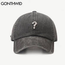 GONTHWID Question Mark Patch Distressed Washed Adjustable Baseball Caps Harajuku Casual Solid Color Cotton Curved Sun Visor Hats 2024 - buy cheap