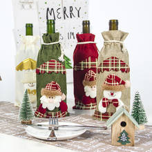 2020 Christmas Red Wine Bottle Covers Bag Santa Clause Snowman Linen Champagne Bottle Covers Christmas Party Home Decor Table 2024 - buy cheap