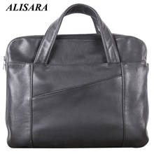 Alisara Briefcase Bag Male First Layer Cow Leather Top End Men Business Laptop Tote Shoulder Messenger Crossbody Hand Bags 2024 - buy cheap