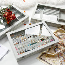 Caixa de armazenamento de joias de alta qualidade, colar, caixa, brincos, mostruário de joias, caixa de vidro de veludo, caixa de anel com tampa 2024 - compre barato