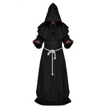 Cosplay trajes dos homens monge robe dia das bruxas misterioso antigo vestido medieval monge cosplay terno bruxa traje sacerdote cos roupas 2024 - compre barato