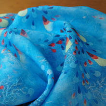Alta qualidade natural puro tecido de rami fundo mar flor impressão costura alta qualidade vestido cheongsam tecido 2024 - compre barato