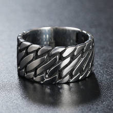 Punk biker jóias anel largo corrente de aço inoxidável anel 2024 - compre barato
