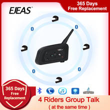 EJEAS V4 домофон Moto rcycle шлем Bluetooth гарнитура 850 мАч 4 человека intercomunicador moto динамик водонепроницаемый fm-радио 2024 - купить недорого