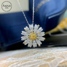 Aazuo 100% Настоящее 18K Белое Золото Настоящее желтое бриллиантовое цветочное ожерелье Маргаритка с цепочкой Подарочная для женщин 18 дюймов Au750 2024 - купить недорого