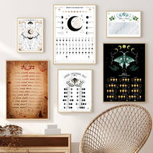 2022 wicca calendário imprime witchy lua gráfico lunar meses poster lua traça impressão da arte em tela hemisfério norte para decoração de casa 2024 - compre barato
