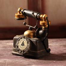 Estatua de teléfono rotativo Retro europeo, antiguo teléfono antiguo en mal estado, modelo de decoración para el hogar, sala de estar, escritorio, decoración 2024 - compra barato
