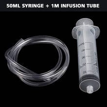 50ml Plastic Measuring Syringe Large Hydroponics Nutrient Measuring Syringe Lab Medical Tool With 100cm Clear Silicone Tube 2024 - buy cheap