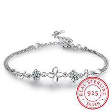 Roamntic Crystal Clover Bracelets Girls Accessories Fashion 925 Silver Bracelets For Women Lover Valentine's Day Gift 2024 - buy cheap