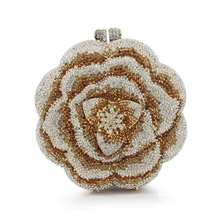 Round Women Crystal Clutch Flower Evening Purse Mini Minaudiere Handbag Wedding Party Bridal Chain Shoulder Bag 2024 - buy cheap