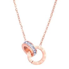 Firemos rosa ouro prata cor de aço inoxidável zircon número romano pingente colar elegante gargantilha colar feminino kpop jóias 2024 - compre barato