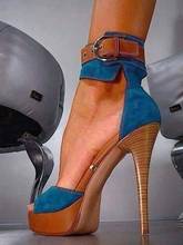 Sandálias plataforma de fivela do tornozelo, peep toe cortado, salto fino, sapatos de salto alto, vestido, sandálias de passarela femininas 2024 - compre barato