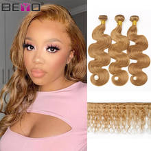 Beyo Hair Color #27 Body Wave Brazilian Hair Weave Bundles Honey Blonde Human Hair Extension 3 Or 4 Bundle Deals Non Remy Hair 2024 - buy cheap