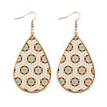 Small Wholesale Moroccan Baroque Style Leather Teardrop Dangle Drops Earrings for Women Paisley Leather Teardrop Drops Earrings 2024 - buy cheap