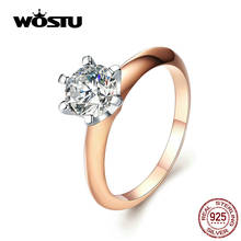 Anel de cristal estilo wostu prata 100% 925, joia feminina de prata esterlina 925 para mulheres 2024 - compre barato