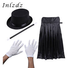 Magician Costume for Kids Kiddie Role Play Halloween Magician Cosplay Costume Dress Up Top Hat Cape Magic Wand and White Gloves 2024 - buy cheap