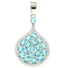 40x21mm incrível criado aquamarine cz mulher noiva casamento pingente de prata esterlina 2024 - compre barato