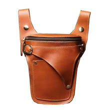 Bolsa de couro crazy horse genuíno, bolsa masculina multifuncional com design pequeno, cinto de viagem na moda, bolsa de perna 2024 - compre barato