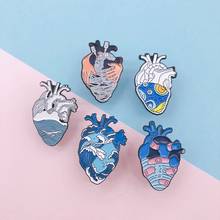Creative Organ Brooches USB heart Enamel Pins Band Aid Blue Ocean Wave Button Badge Bag Clothes Jewelry For Friends Trinket 2024 - buy cheap