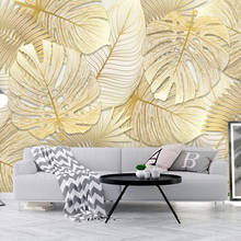 Custom 3D Wallpaper Murals Tropical Rainforest Golden Banana Leaf Photo Wall Paper For Bedroom Living Room Background Home Decor 2024 - buy cheap