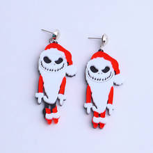 New Fashion Scary Santa Claus Hat Drop Earrings For Women Girls Halloween Long Dangle Earrings Christmas Holiday Jewelry Gifts 2024 - buy cheap