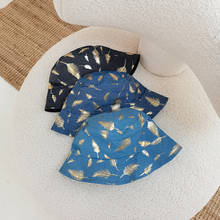 Chapéu feminino ouro pena impressão pescador boné azul chapéu de cowboy dupla face chapéu de vaqueiro masculino 2024 - compre barato