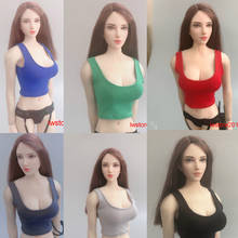 In Stock 1/6 Female Sports Vest Coated Body Low-Cut Elastic Vest Girls Clothes 2024 - buy cheap