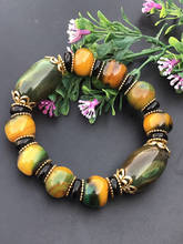 Pulseira de contas de jade, verde, amarela, ágata, artesanal, bracelete de jade, joias de gema para mulheres 2024 - compre barato