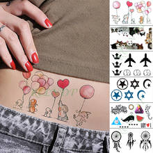 Tatuagem falsa temporária à prova d'água, tatuagem de gato, avião, flor, elefante, coelho, pequeno, flash, tatuagens para crianças, homens, mulheres 2024 - compre barato