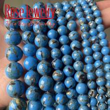 Natural Blue Turquoises Shell Howlite Stone Beads Round Loose Spacer Beads For Jewelry Making DIY Bracelets 15'' 4 6 8 10 12 mm 2024 - buy cheap