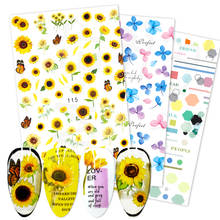 1pcs Sunflower 3D Nail Sticker Hydrangea Flower Leaf Summer Japanese Nail Art Slider Decal Adhesive Polish Decor JIEB113-128 2024 - buy cheap