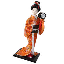 Kimono japonés de 12 pulgadas para decoración del hogar, muñeca Geisha Kokeshi, artesanía Vintage, ropa naranja 2024 - compra barato