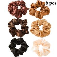 6Pcs/Set Women Girls Satin Hair Ropes Hair Scrunchies Elastic Solid Color Scrunchy Hair Ropes Hair Accessories 2024 - buy cheap